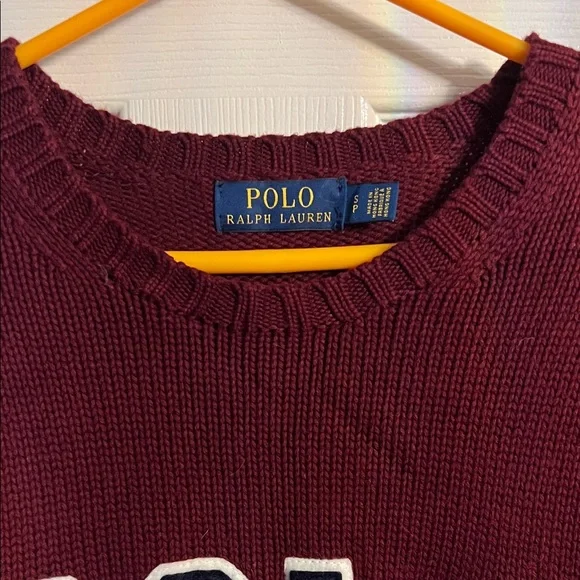 SOLD Men’s Polo Ralph Lauren Logo Maroon Crewneck Sweater- S- EUC - Picture 2 of 5